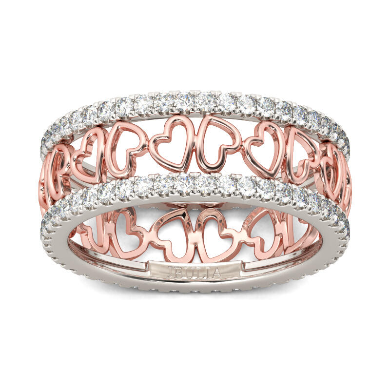 Jeulia Anillo Con Dos Tonos De Talla Cordiforme En Plata De Ley