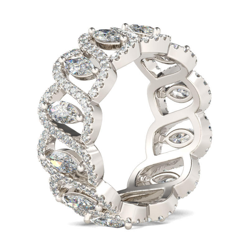 Jeulia Hollow Marquise Cut Sterling Silver Women's Band