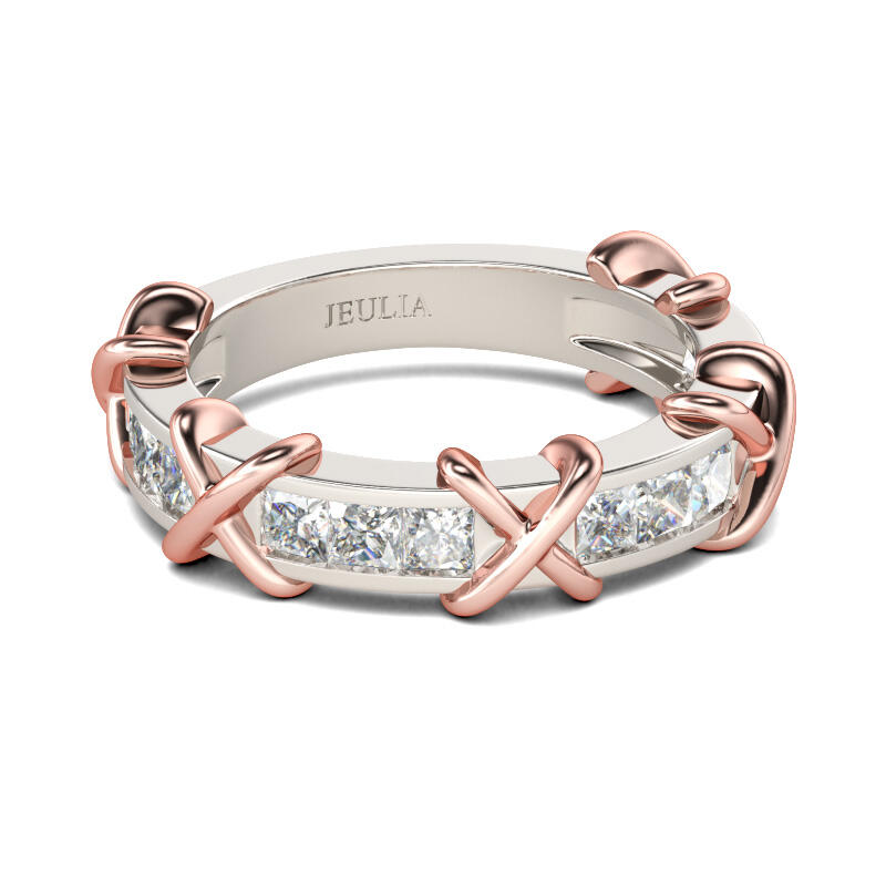 Jeulia Bague de Femme Noeud en Argent Sterling Coupe Princesse