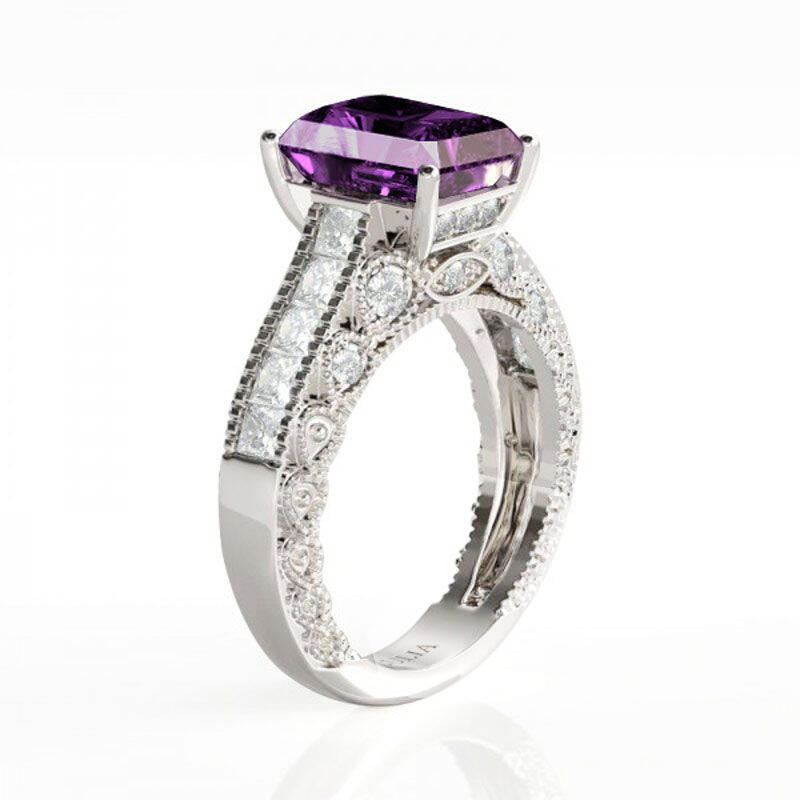 Jeulia Vintage Emerald Cut Sterling Silver Ring