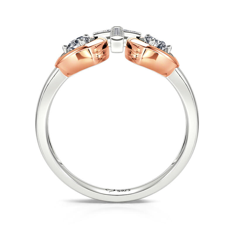 Jeulia Heart & Cross Faith Round Cut Sterling Silver Ring