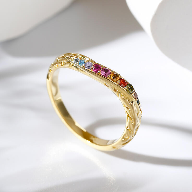 Jeulia Multi-Stone Twist Sterling Silver Women's Band