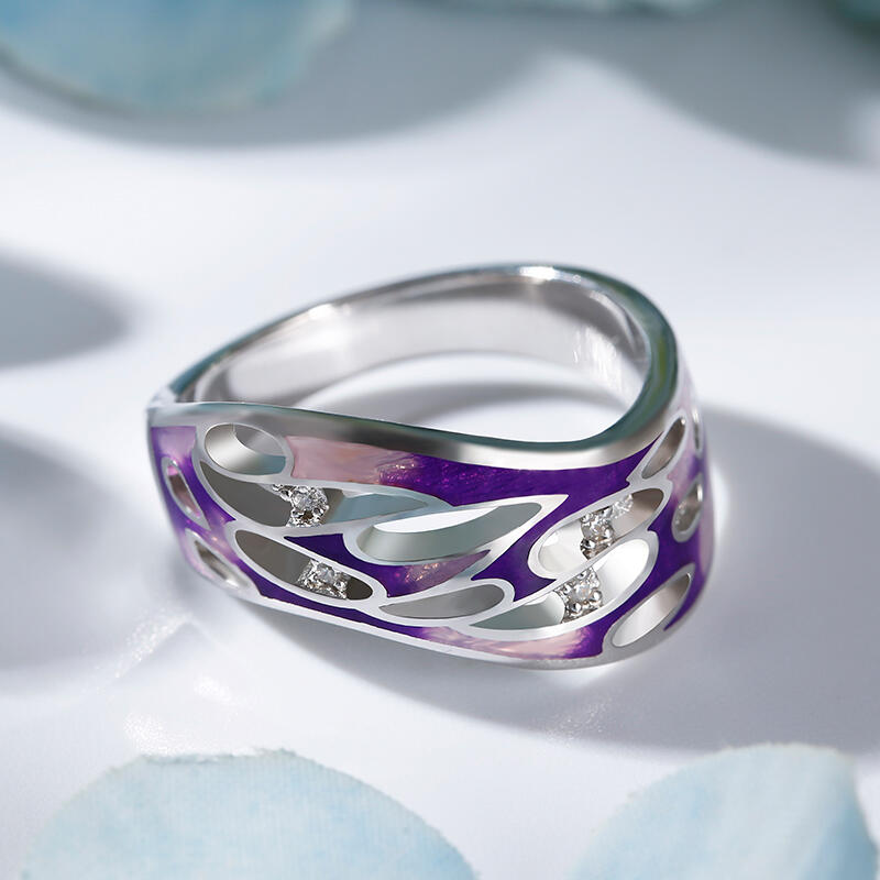 Jeulia "Ice Queen" Enamel Sterling Silver Women's Band