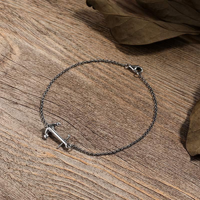 Jeulia "Steampunk" Anchor Sterling Silver Bracelet