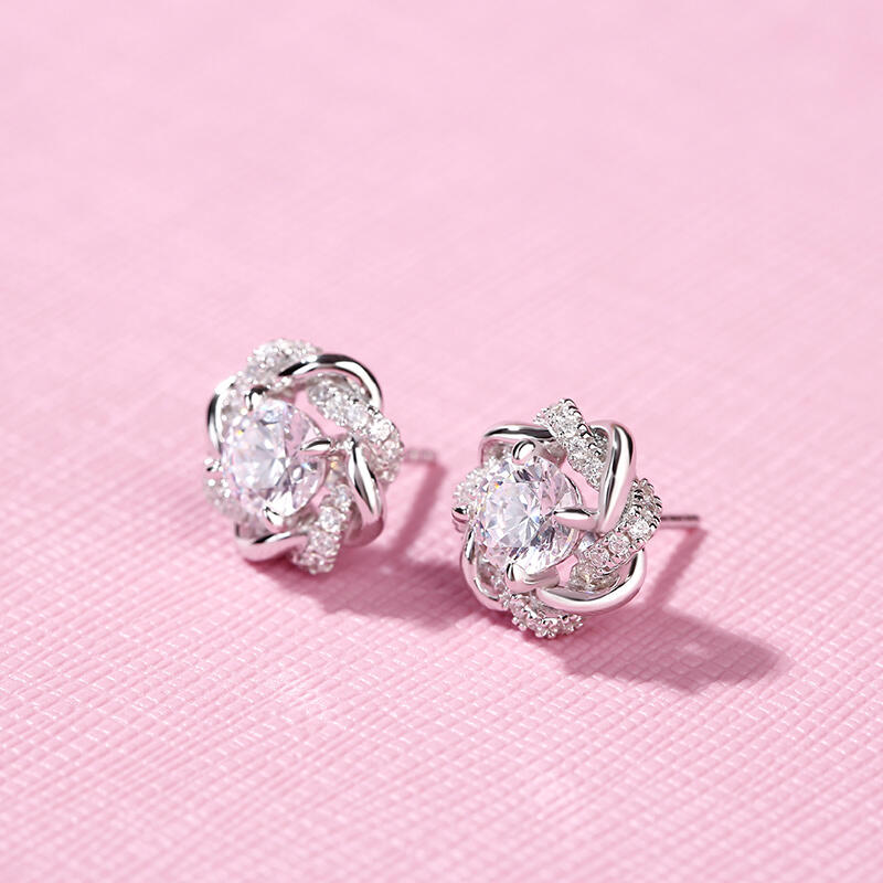 Jeulia Knot of Love Sterling Silver Stud Earrings
