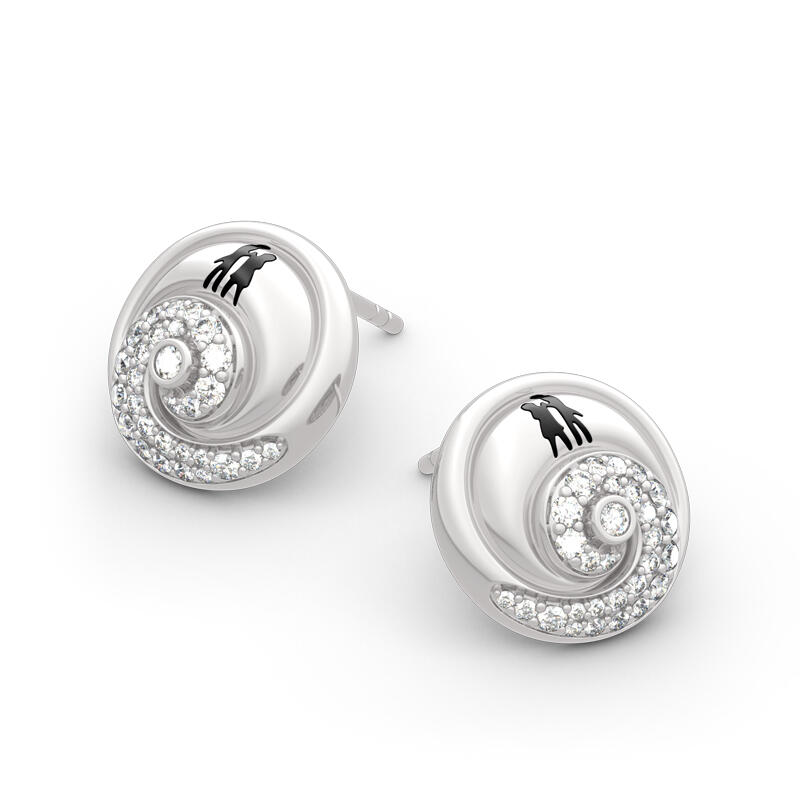 Jeulia "Romance in the Moonlight" Pendientes De Plata De Ley Con Diseño De Pareja De Calaveras