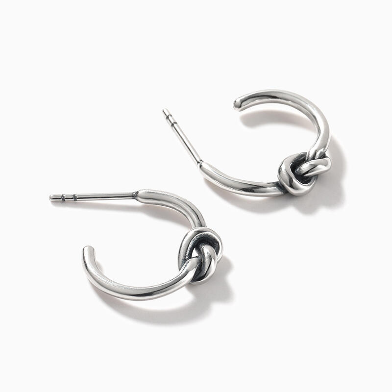 Jeulia "Small Knot" Sterling Silver Hoop Earrings