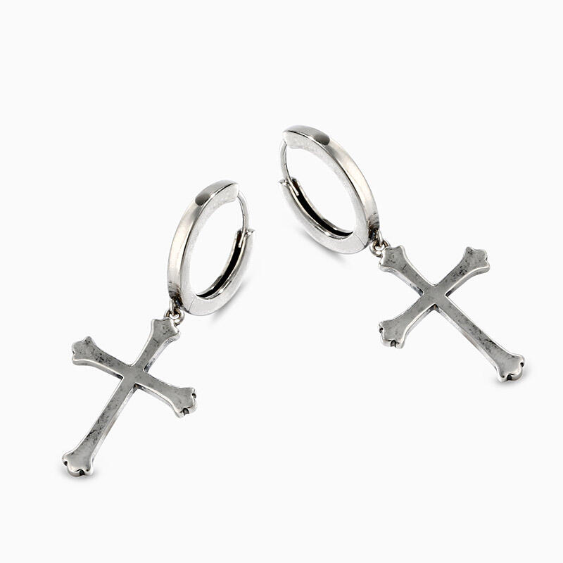 Jeulia "Sinner Cross" Sterling Silver Earrings