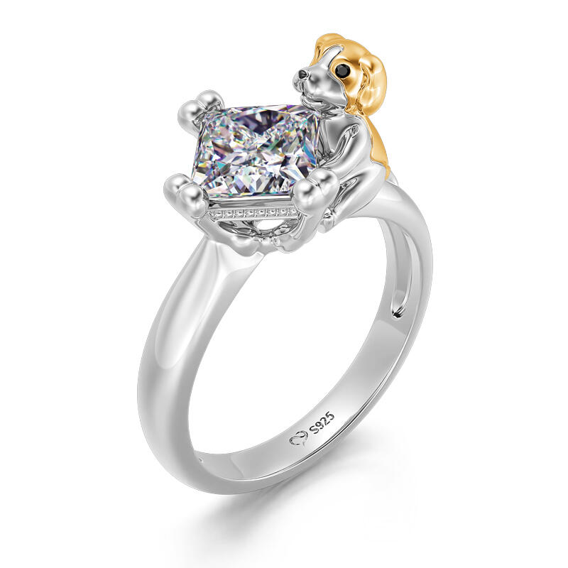 Jeulia Hug Me "Friendly Puppy" Princess Cut Sterling Silver Ring