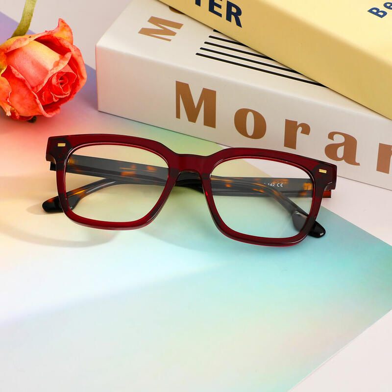 Berton Quadratische Rote Brillen