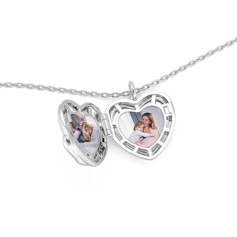 Jeulia Collar Grabado Corazón de Foto Personalizado con Abrazo