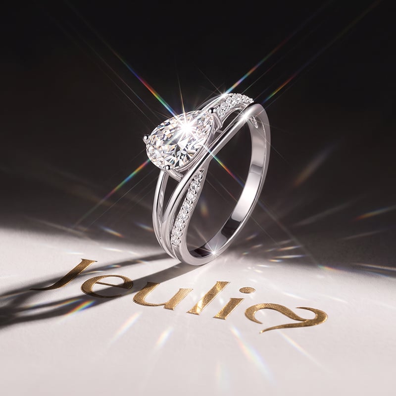 Jeulia Pave Crossover Pear Shaped Engagement Ring - Jeulia Jewelry