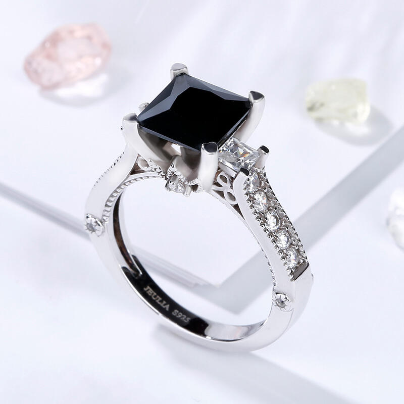 Jeulia Princess Cut Sterling Silver Ring