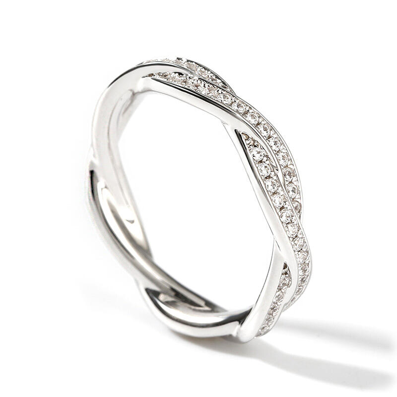 Jeulia Anillo de boda para mujer de plata esterlina con diseño simple torcido
