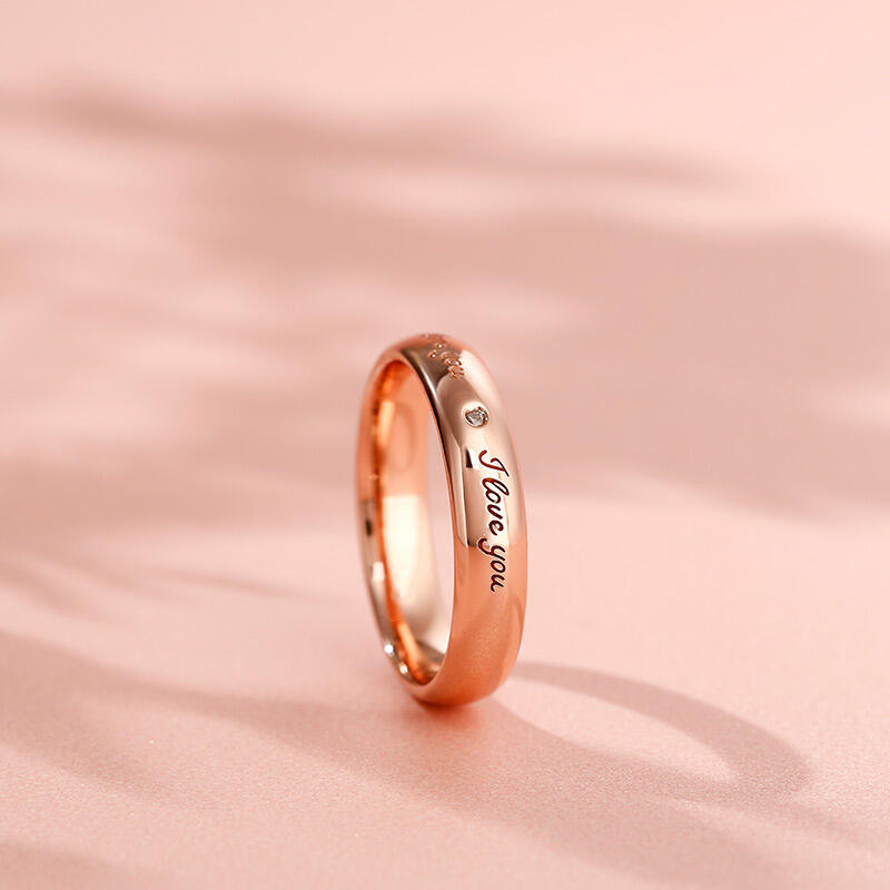 Jeulia "I Love You" Rose Gold Tone Sterling Silver Women's Band