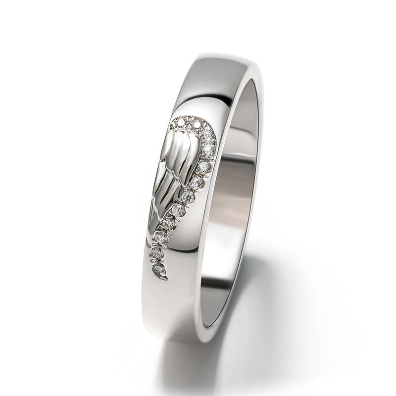 Jeulia Angel Wing Creative Engraved Sterling Silver Women's Band