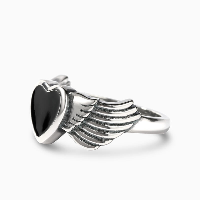Jeulia "Winged Heart" Sterling Silver Ring
