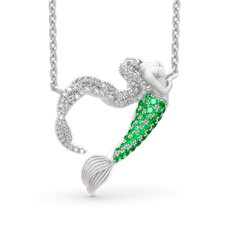 Jeulia "Ocean's Light" Sterling Silver Mermaid Gift Necklace for Valentine's Day