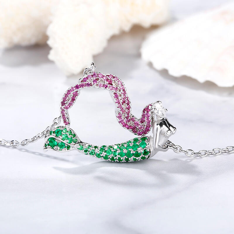 Jeulia "Ocean's Light" Sterling Silver Mermaid Gift Necklace for Valentine's Day