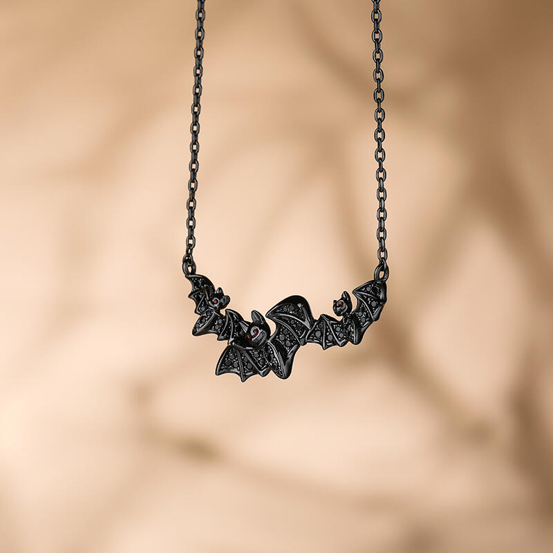 Jeulia "Witches' Familiars" Bat Sterling Silver Necklace