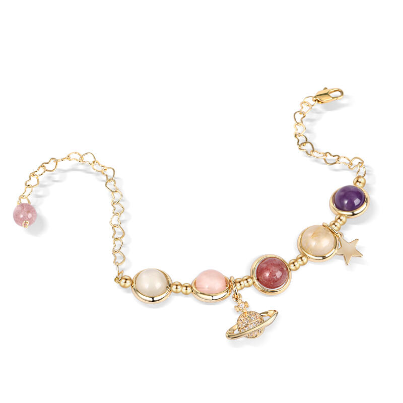 Jeulia "Wohlstand & Harmonie" Herzförmige Kette Planet Naturkristall Armband