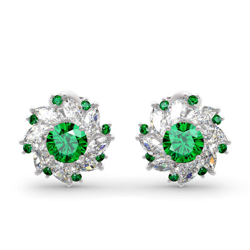 Jeulia Brincos halo corte redondo em prata esterlina