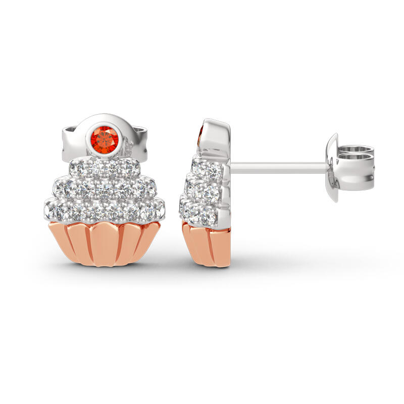 Jeulia Aretes de plata de ley con diseño de cupcake dulce