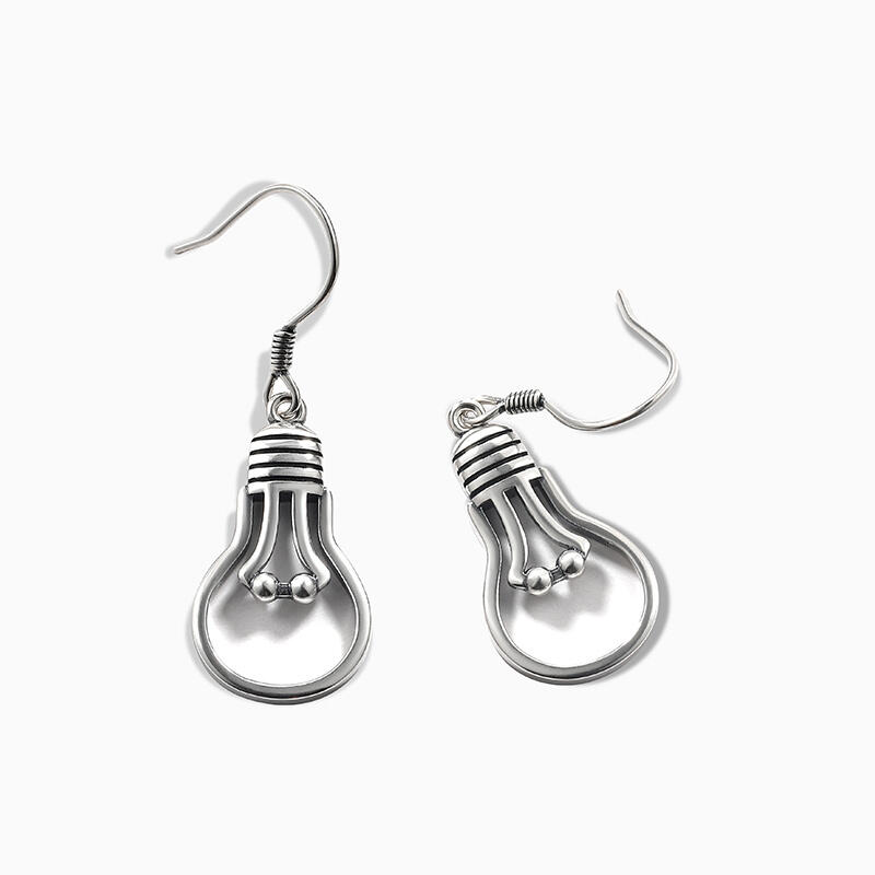 Jeulia "Light Bulb" Quirky Sterling Silver Earrings