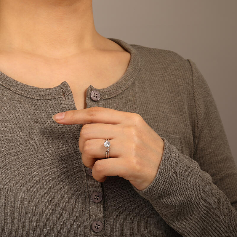 "Flowing To My Heart" Round Cut Solitaire Engagement Ring