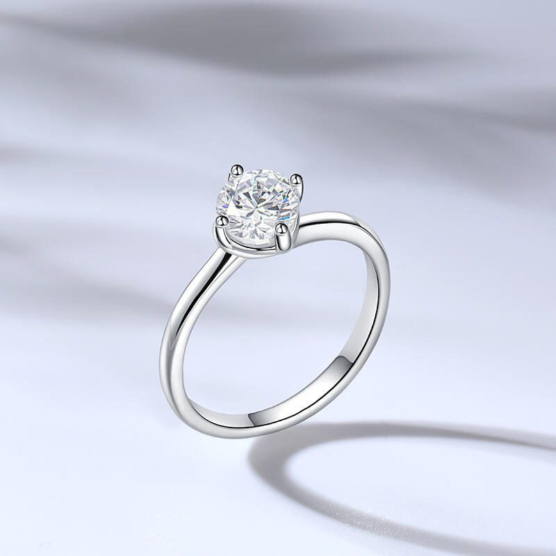 Jeulia Classic Round Cut Sterling Silver Ring