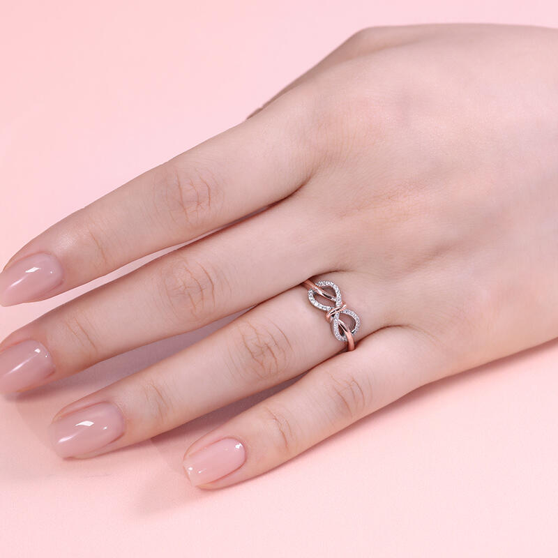 Jeulia Anillo de Boda de Infinito para Mujeres en Plata Esterlina de Dos Tonos