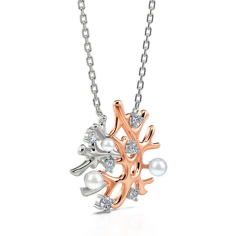 Jeulia Collar de coral de plata esterlina de perlas cultivadas