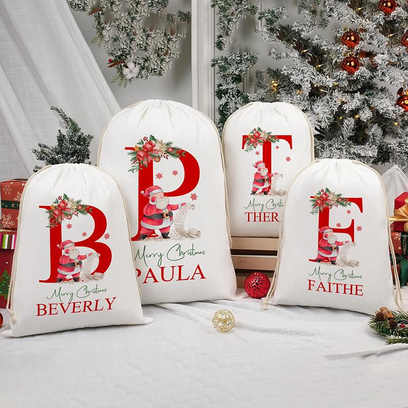 Personalised Name Christmas Gift Bag with Custom Letter Practical Present for Family