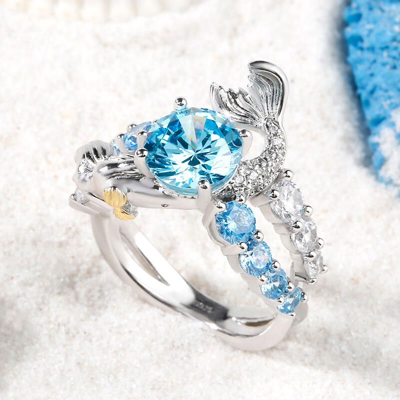 Jeulia "Goddess of the Sea" Sterling Silver Mermaid Ring