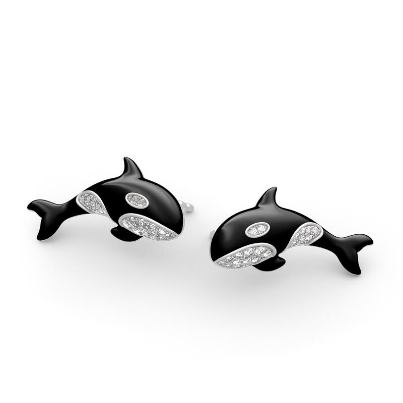 Jeulia Orca Killer Whale Sterling Silver Earrings