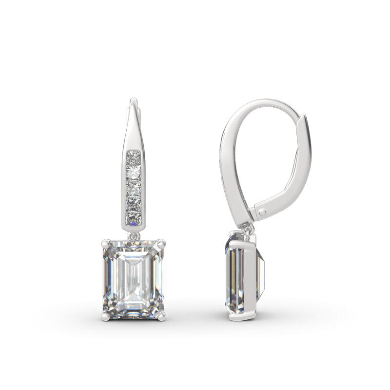 Jeulia Classic Emerald Cut Sterling Silver Drop Earrings