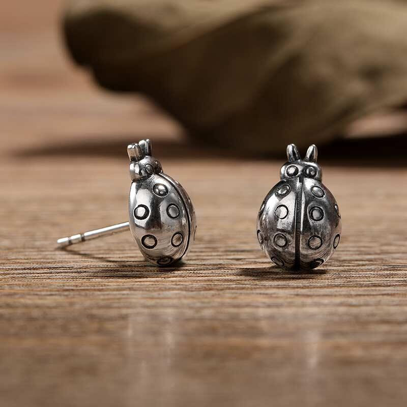 Jeulia "Mini Ladybug" Sterling Silver Earrings