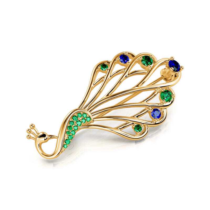 Jeulia Broche con diseño de pavo real de plata de ley