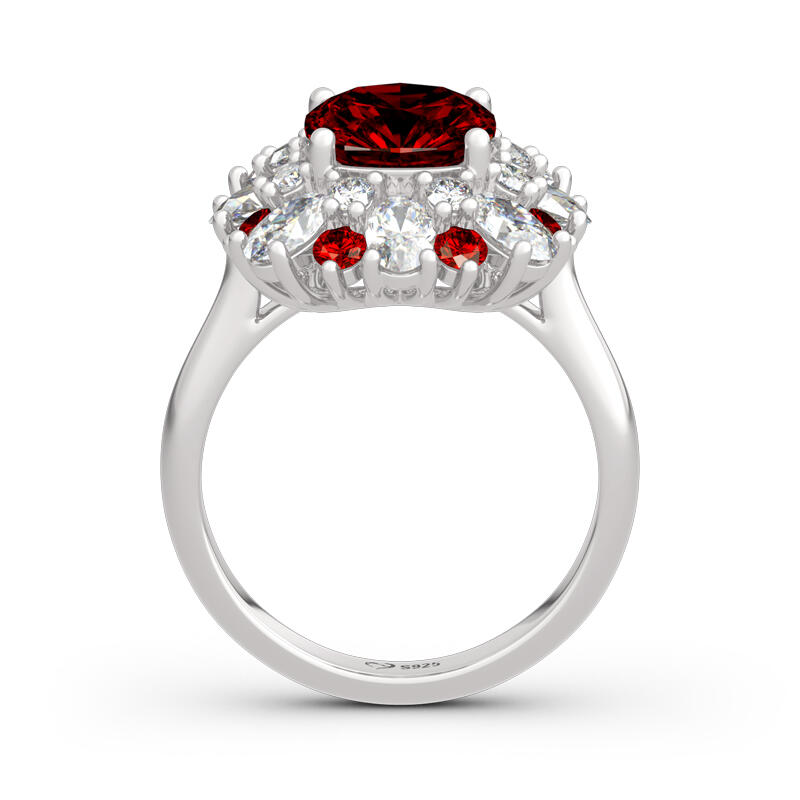 Jeulia Floral Cushion Cut Sterling Silver Ring