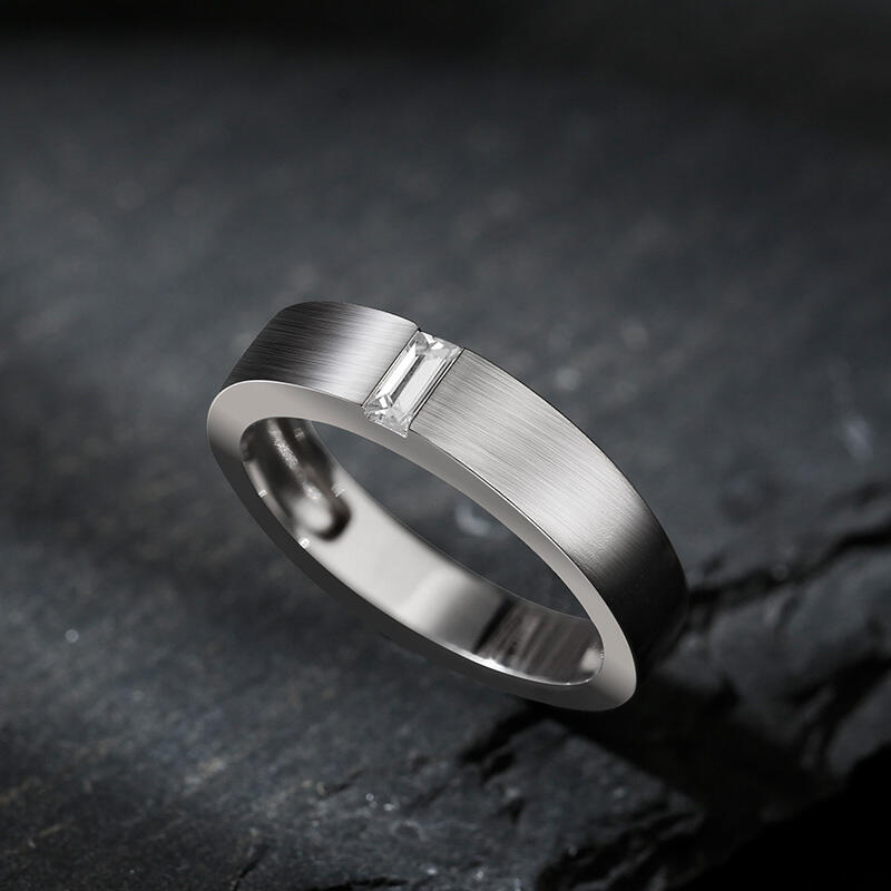 Jeulia Anillo de clásico para hombre con corte esmeralda de plata de ley