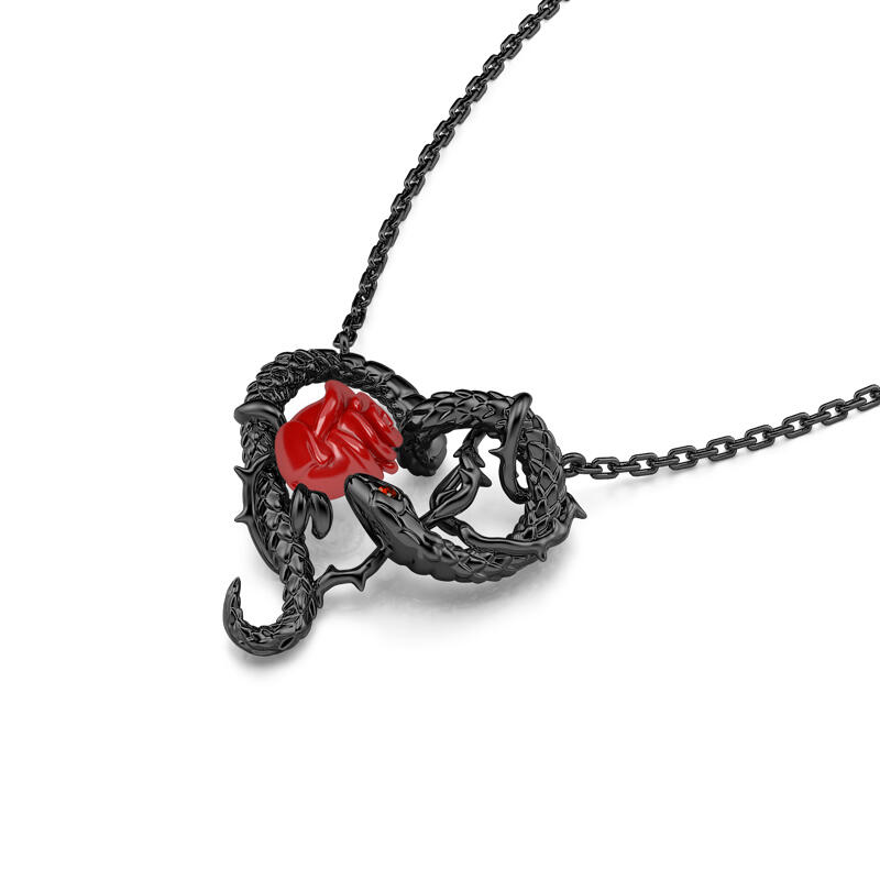 Jeulia Srebrny naszyjnik z motywem węża Kiss My Rose