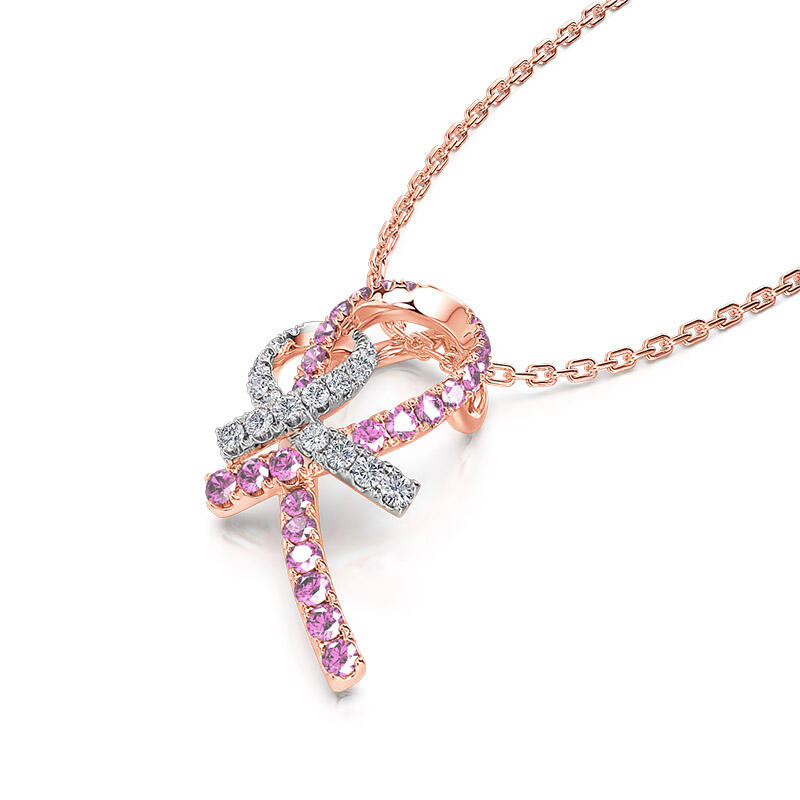 Jeulia "Love & Support" Interlock Ribbons Sterling Silver Necklace