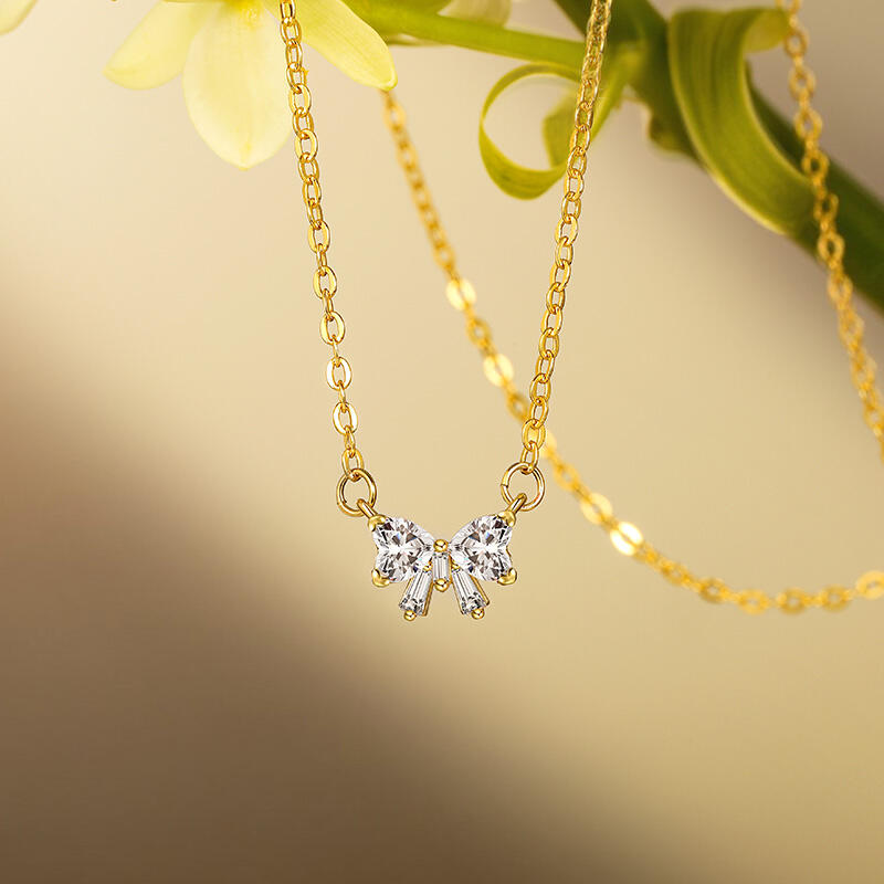 Jeulia Collar Personalizado de Lazo Doble Corazón con Piedra Natal