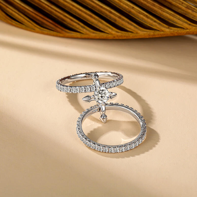 Jeulia Custom Double Row Floating Round Cut Birthstone Ring