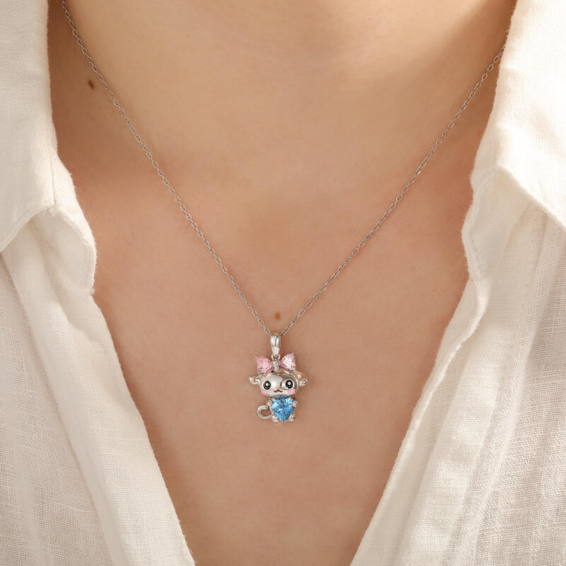 Jeulia Hug Me Collar Perro Lindo con Piedra de Nacimiento Personalizada