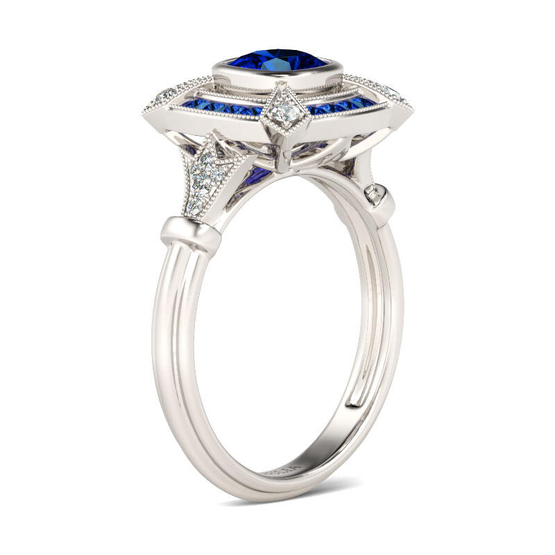 Jeulia Halo Cushion Cut Sterling Silver Ring