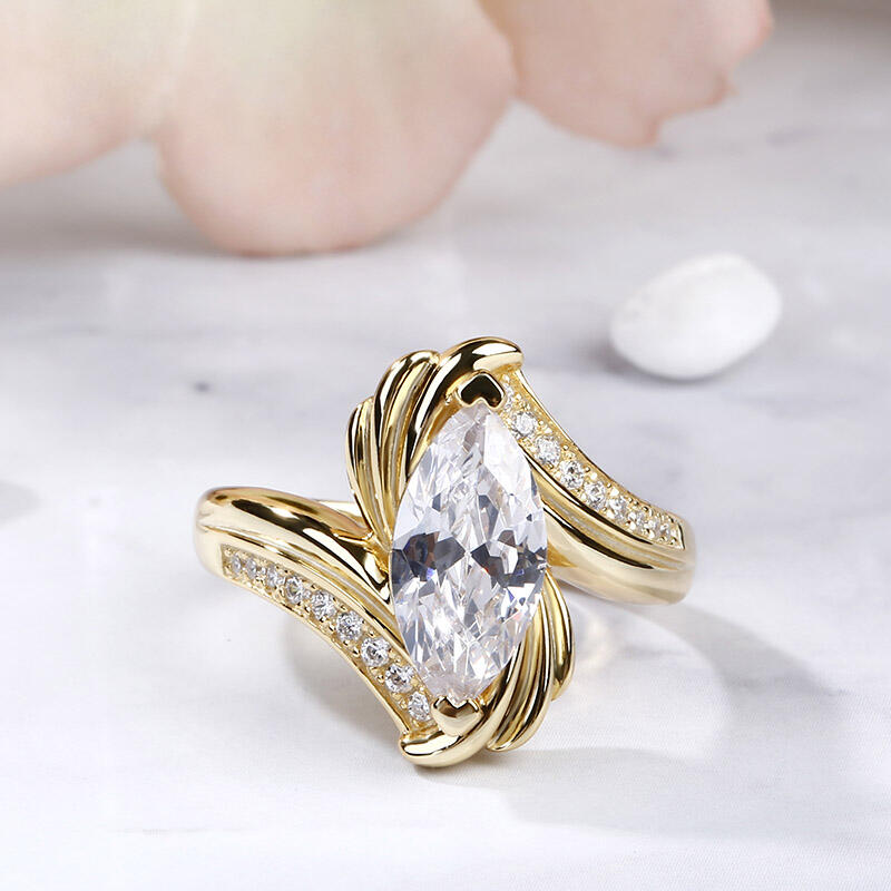 Jeulia Bypass Marquise Cut Sterling Silver Ring