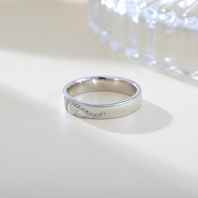 Jeulia Angel Wing Creative Engraved Sterling Silver Women's Band