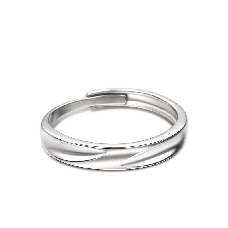 Jeulia Anillo con diseño sencillo de plata de ley de talla ajustable para hombre
