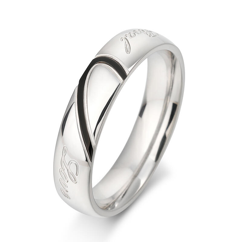 Jeulia Two Tone Heart Titanium Steel Men's Band